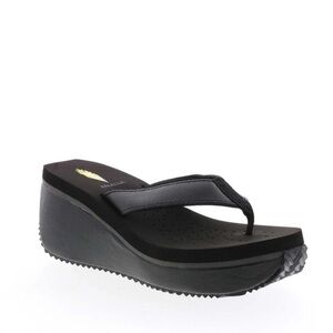 Volatile Black Platform Flip Flops